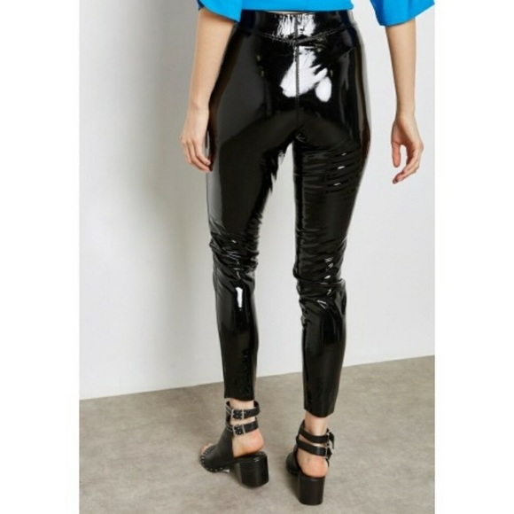 Topshop Black Vinyl Pants Leggings Pvc 